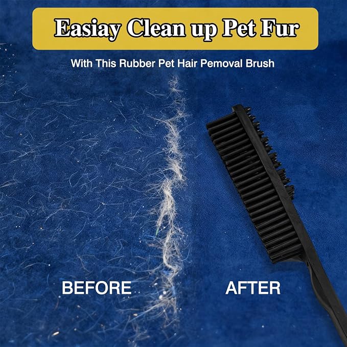 Easy-Clean Pet Rubber Hair Removal Brush – Multi-Surface Cleaning Tool for Cars & Home