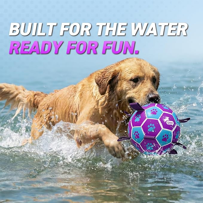 QDAN Dog Toys Soccer Ball - Durable Dog Balls with Strap for Medium Small Dogs, Puppy Birthday Gifts, Dog Tug Toy for Tug of War (8 Inch)