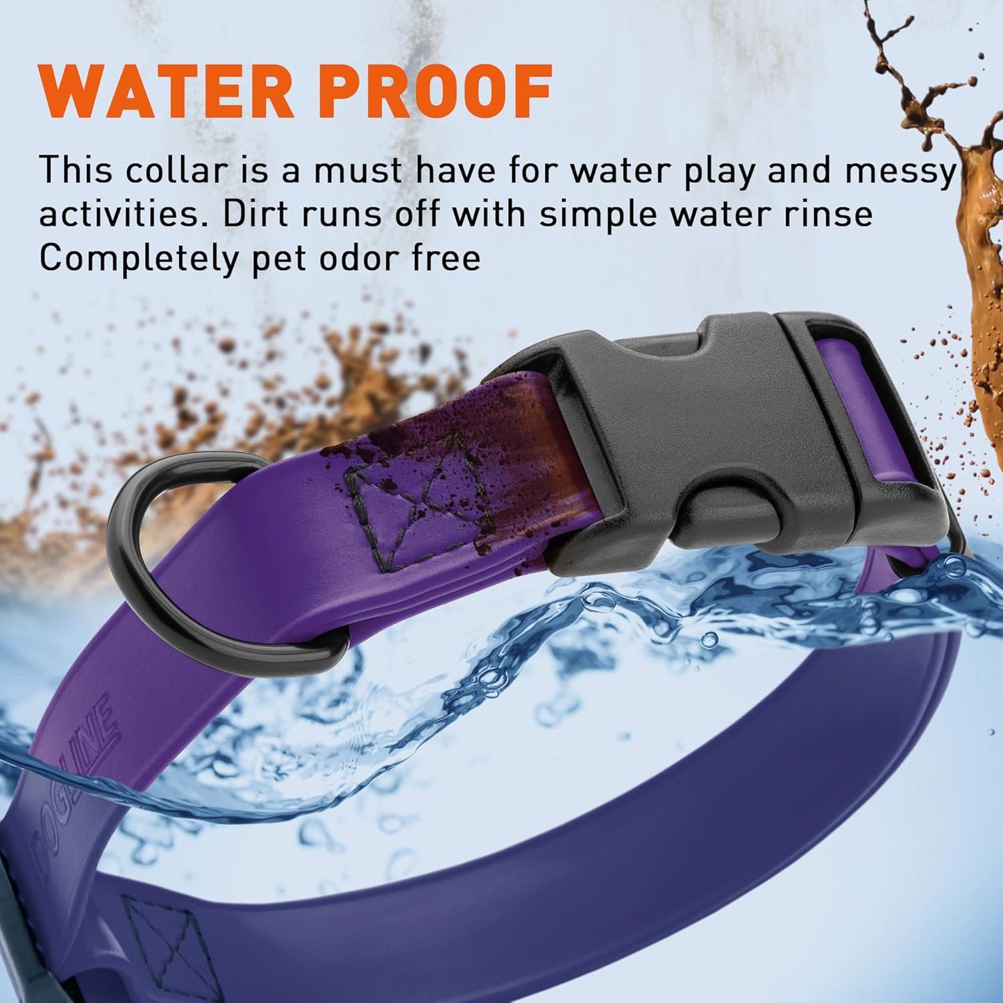 Dogline Biothane Waterproof Dog Collar with Quick Release Buckle Strong Coated Nylon Webbing with Odor- Proof for Easy Care Easy to Clean Fits Small Medium Large Dogs, Purple 5/8" W 9-14" L