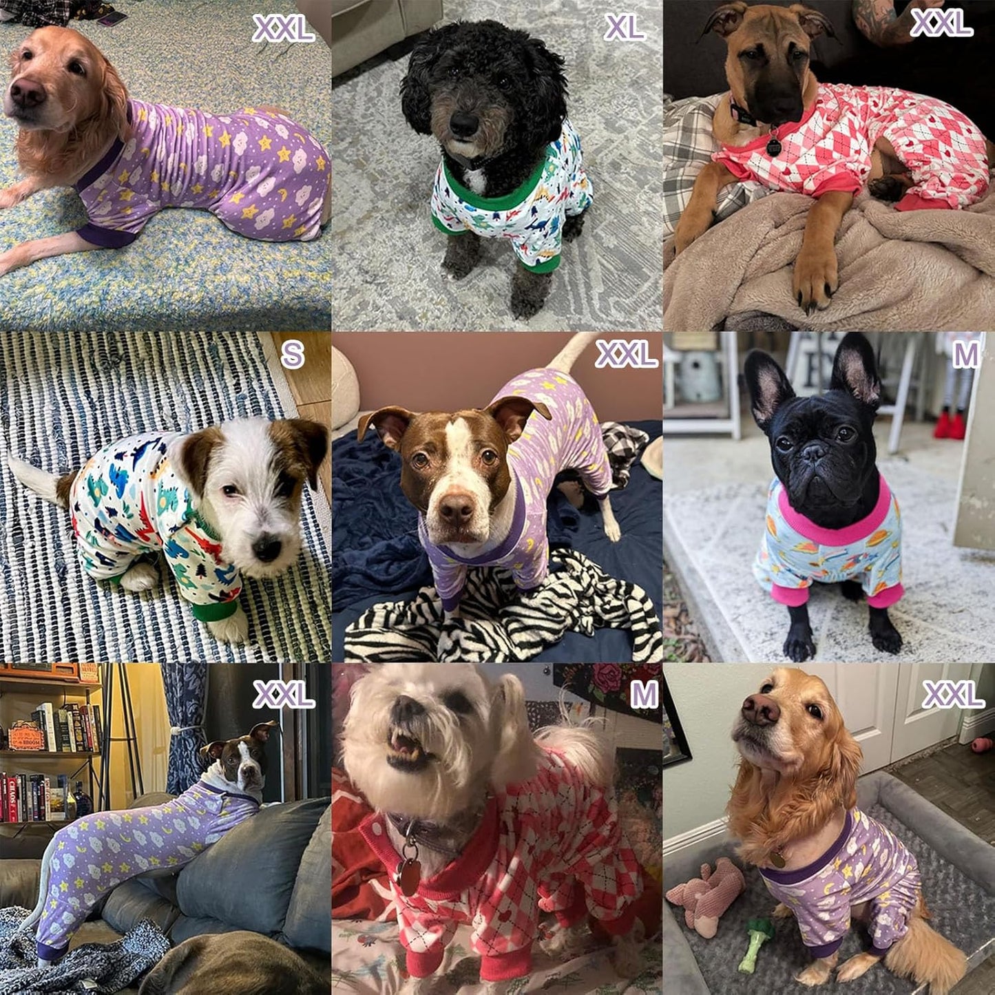 BEAUTYZOO Dog Pajamas Small Sized Dog, Summer Doggie Pajamas for Boy Girl, Soft Strechy Cotton Puppy Pjs Jammies Onesies for Men Women, Pet Jumpsuit Body Suit Cat Apparel Clothes, Purple XS