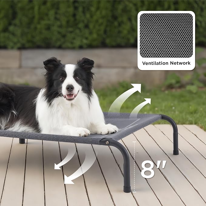 Bedsure Outdoor Elevated Cooling Dog Bed Large Sized Dog, 49in Grey (Pack of 2)