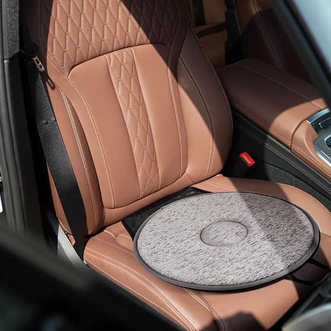 Cabilock 360 Degree Rotating Car Seat Cushion Swivel Pad with Anti-Slip Base Lightweight Comfortable for Elderly Pregnant Women and Home Office Use 20.47X15.74X1.18In
