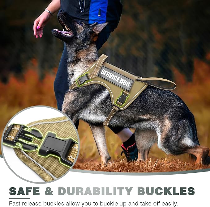 Tactical Dog Harness, No Pull Dog Harness for Medium Large Dogs with Handle & Molle, Military Service Dog Vest Harness in Training Pet Harness for Small Dogs