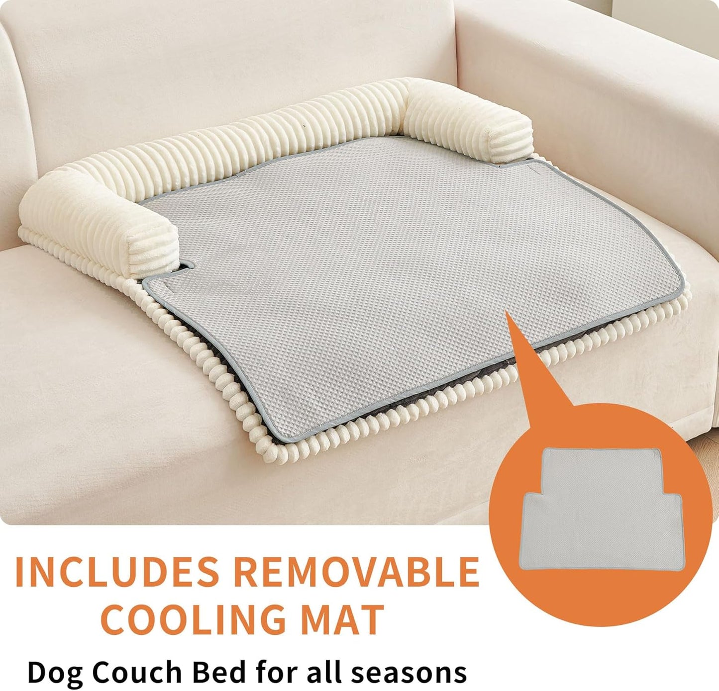 HAOMAIJIA Dog Couch Bed for Small Dogs, Non Slip Pet Couch Covers for Sofa Thick Soft Washable Dog Couch Cover Protector All Seasons Universal Dogs and Cats Bed Mat (Grey, Small)