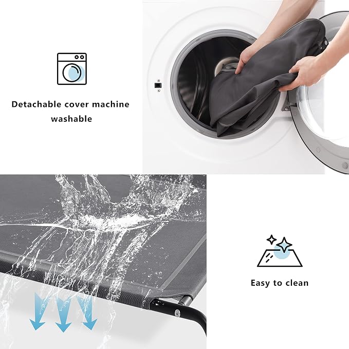 Cooling Elevated Dog Bed for Large Dogs, Indoor & Outdoor Raised Dog Bed | Portable,with Breathable Mesh, Chew Proof Pet Hammock Cots with Removable and Waterproof Bolsters