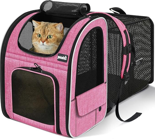pecute Cat Backpack Extendable, Cat Carrier Backpack with Breathable Window