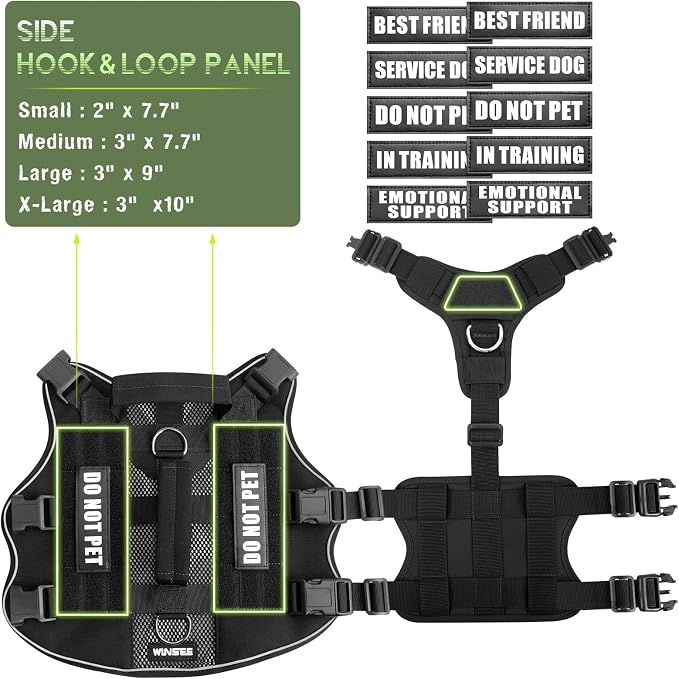 Tactical Molle Vest Mesh Dog Harness with 10 Removale Pet Patches | Breathable Service Dog harness with Double Soft Padded Handle for Small Dog, Reflective Military Pet Vest for Walk Hiking