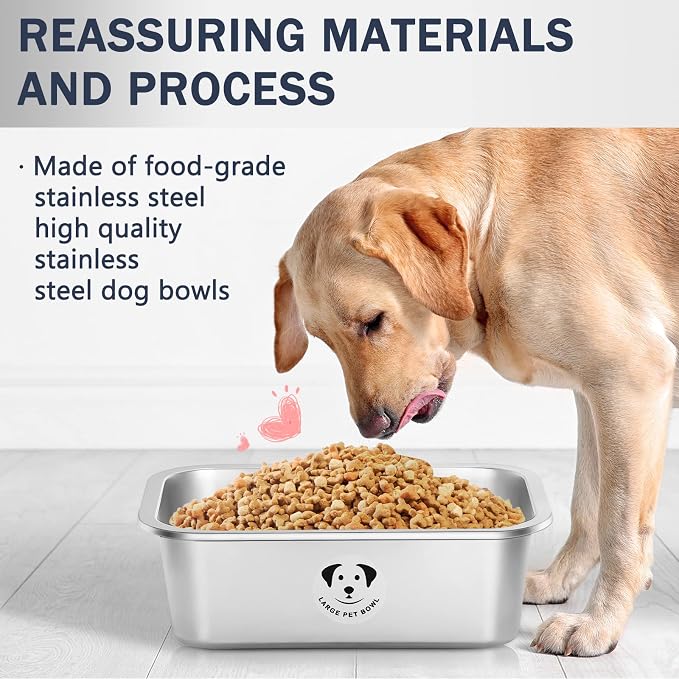 Stainless Steel Dog Bowls for Large Dogs, High Capacity Metal Dog Food Bowls, Food and Water Bowl for Small and Medium Dogs 0.85 Gallons