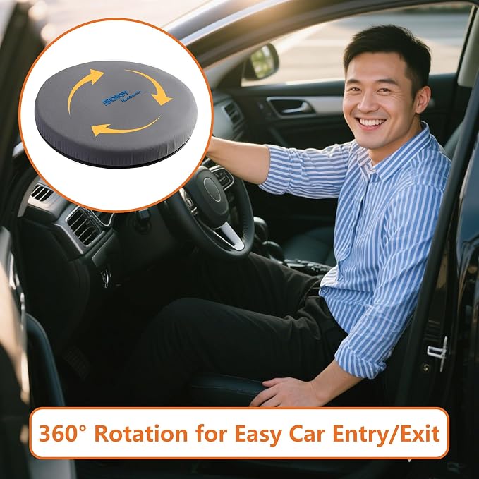 Sojoy iGelComfort Deluxe Gel Swivel Seat Cushion with Supportive Memory Foam 360 Degrees Rotating Seat Cushion for Home,Stool Chair,Office (Gray, 15.5 * 15.5 * 2.5)