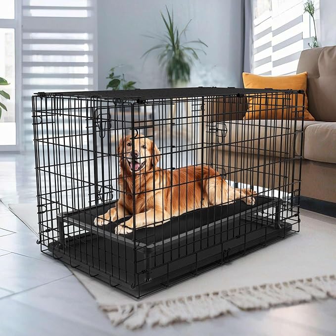Veehoo Chew Proof Elevated Dog Bed, Padded Indestructible Raised Dog Cot | Orthopedic Dog Platform Bed with Soft Padded Mat, Durable Waterproof Pet Cot for Indoor, Outdoor or Crate, 41-Inch, Black