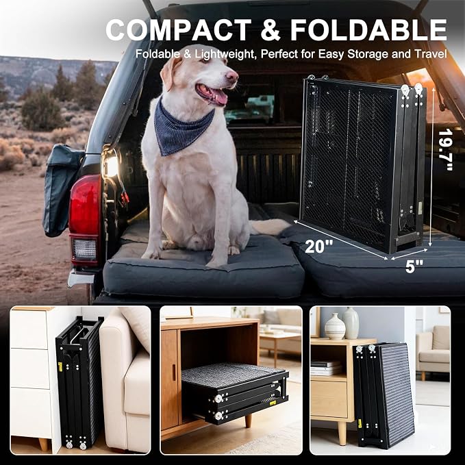 Dog Ramp for Car, 76" L x 20" W Dog Ramps for Large Dogs | Extra Wide Pet Ramp with Non-Slip Surface for Medium & Large Dogs to Get in Car, SUV & Truck, Supports Up to 350 Lbs