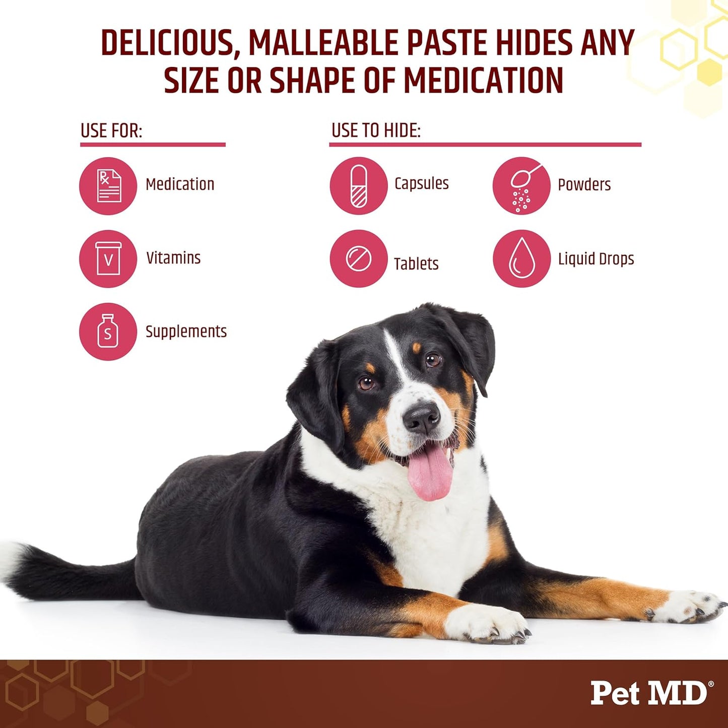 Pet MD Wrap-A-Pill with Dog Probiotics - Pill Wrap for Dogs Medicine - Easy-to-Use Paste to Hide Capsules, Create Pockets and Treats for Dogs - Bacon (4.2oz)