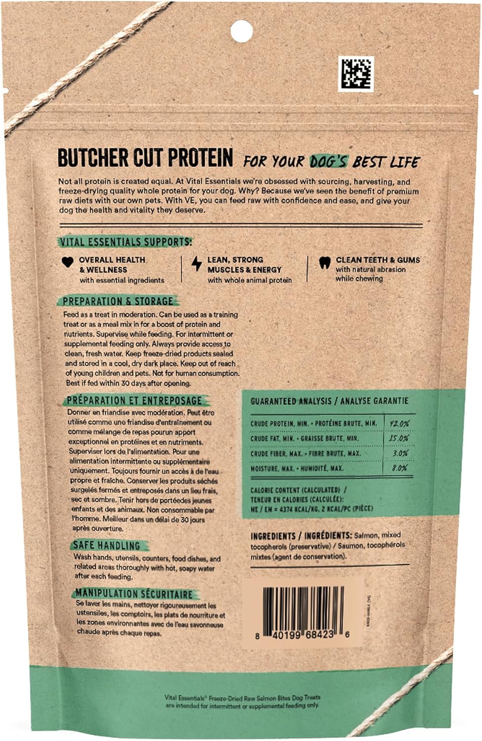 Vital Essentials Salmon Bites Dog Treats, 5 oz | Freeze-Dried Raw | Single Protein | Premium Quality High Protein Training Treats | Grain Free, Gluten Free, Filler Free