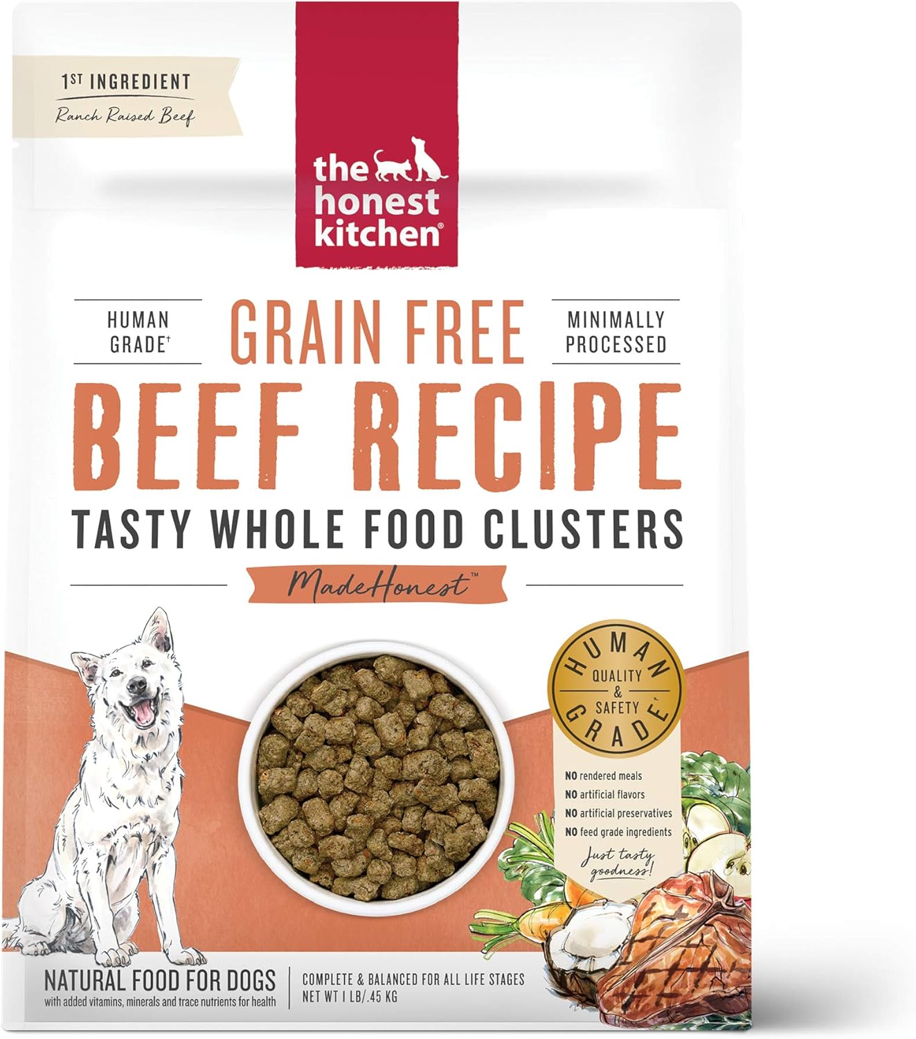 The Honest Kitchen Whole Food Clusters Grain Free Beef Dry Dog Food, 1 lb