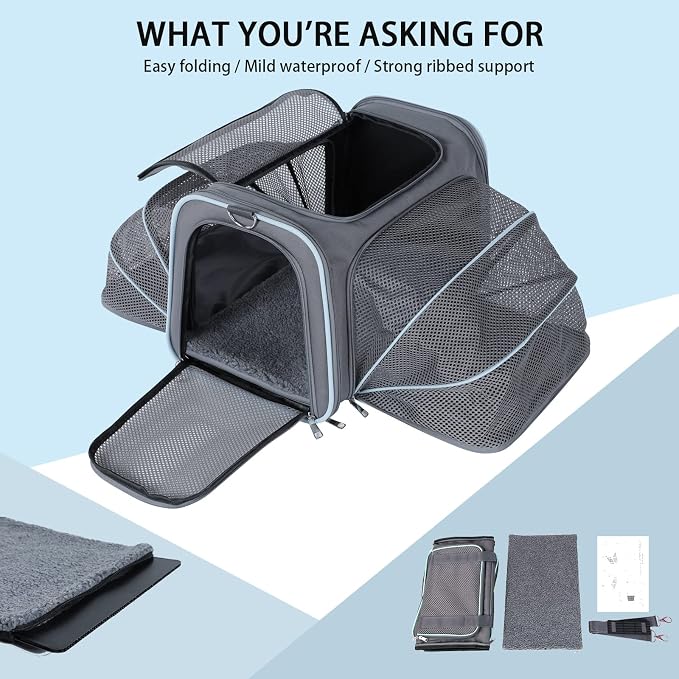 A4Pet Airline Approved Cat Carrier Dog Carriers, Soft-Sided Portable Pet Travel Washable Carrier for Cats
