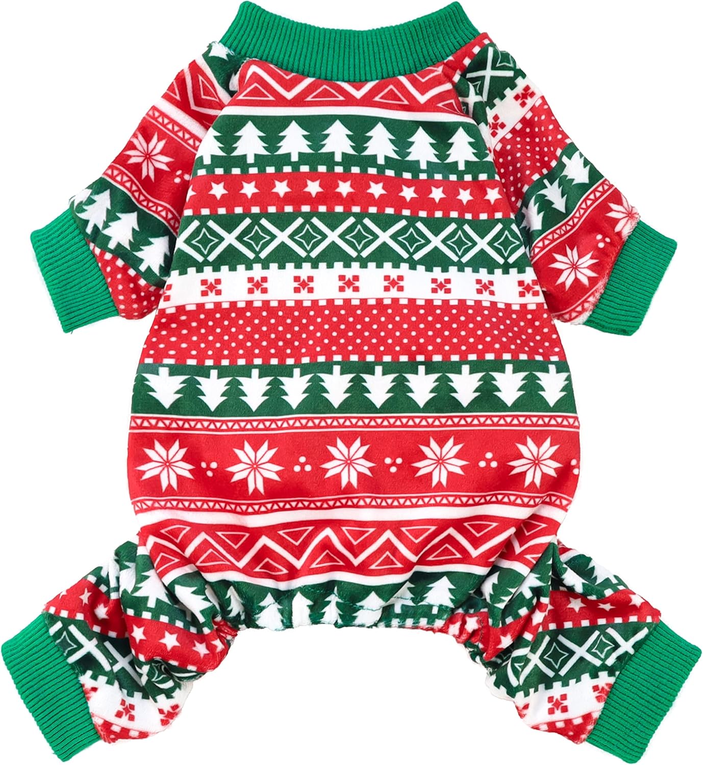 Fitwarm Dog Christmas Outfit, Dog Pajamas, Dog Winter Clothes for Small Dogs Boy Girl, Pet Ugly Sweater, Cat Costume, Red Green, Large