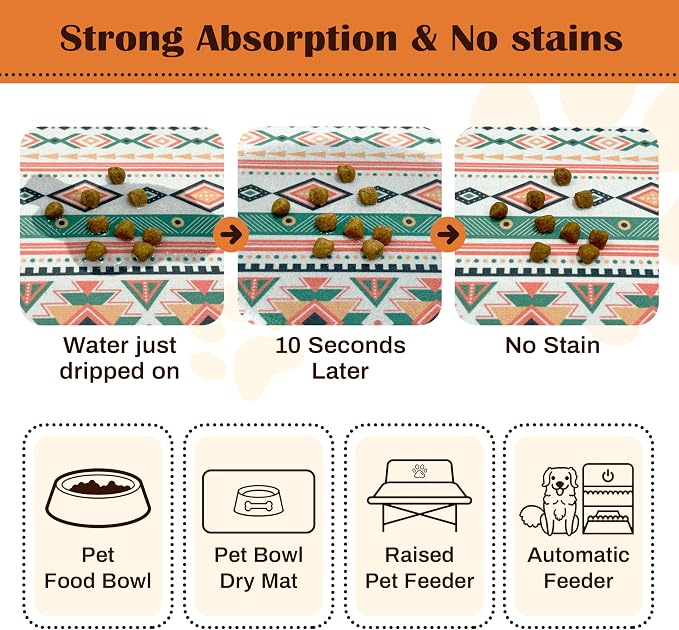 Pet Feeding Mat for Floors Waterproof Dog Mat for Food and Water Absorbent Quick Dry Non Slip mat for Cat Bowls