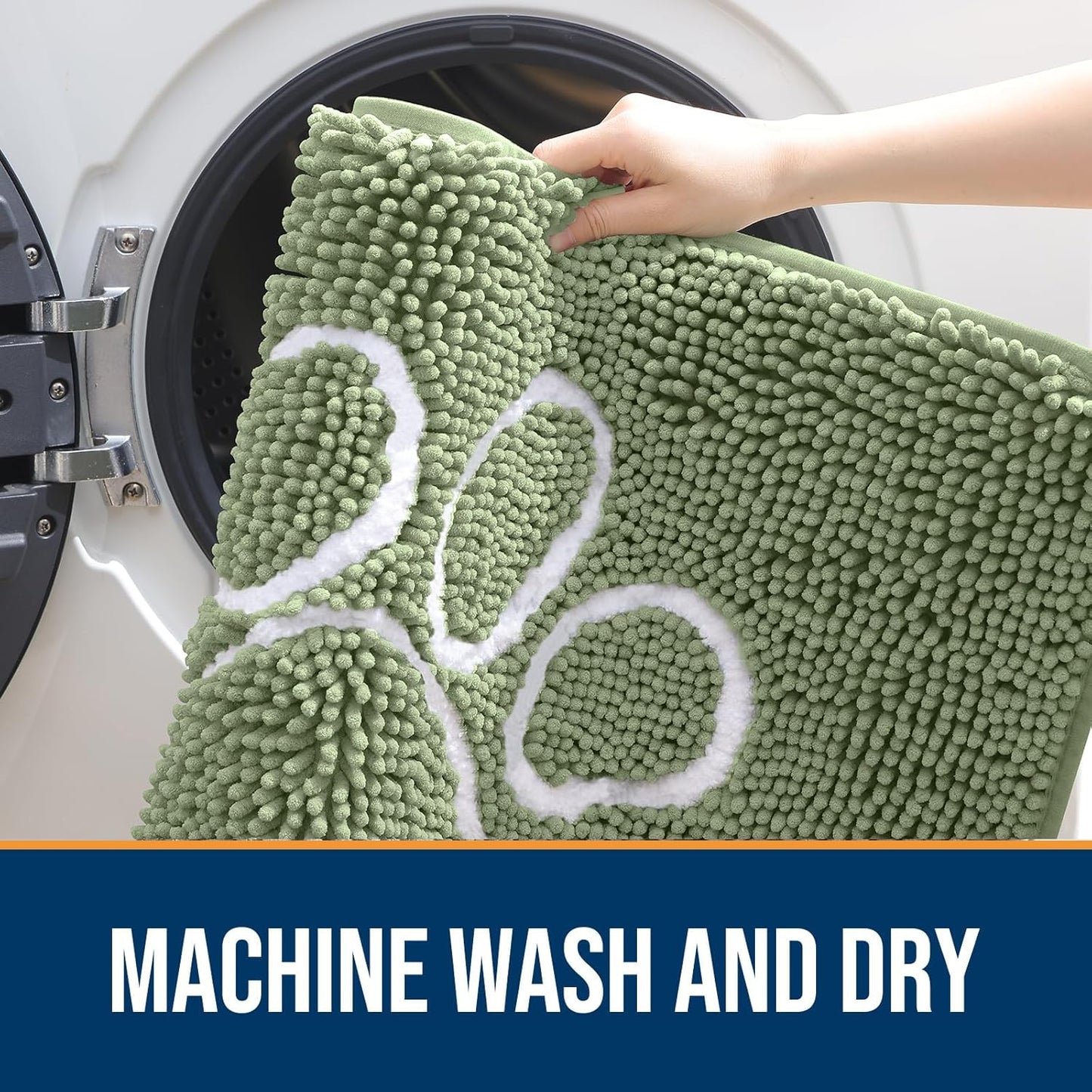 OLANLY Door Mat for Muddy Dog Paws 59x24, Ultra Absorbent Chenille Mud Doormat with Paw Print Design, Non-Slip Washable Doormat for Indoor Entryway, Quick-Dry Pet Bed Mats for Dirty Dogs, Sage Green