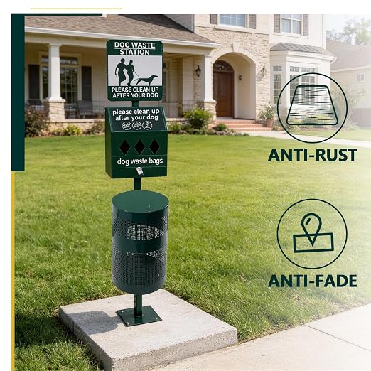 Rust-Proof Dog Waste Station, Heavy-Duty Outdoor Pet Waste Station | Dog Poop Station Outdoor, 12 Gallon Poop Station, for Commercial Use, Parks, Backyard, Waste Disposal, Dog Use