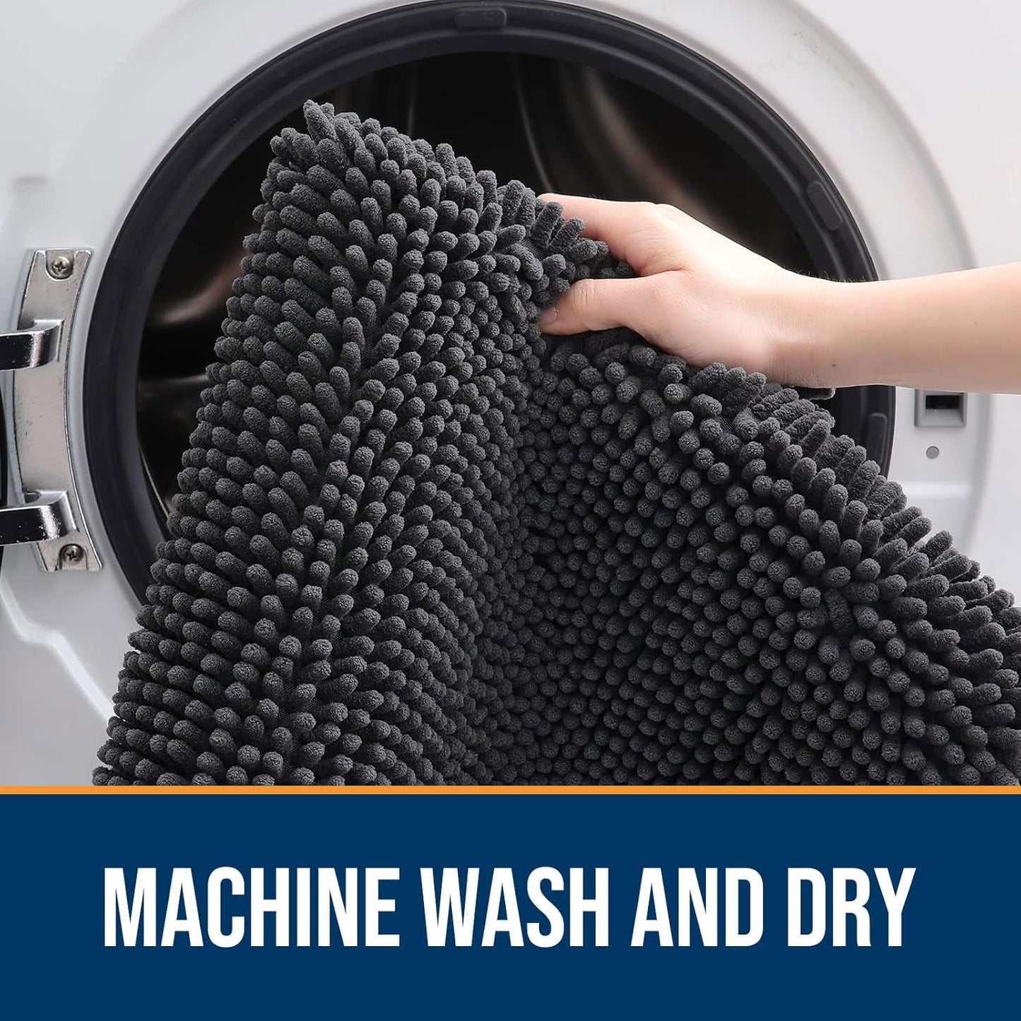 OLANLY Dog Door Mat for Muddy Paws 40x24, Absorbs Moisture and Dirt, Absorbent Non-Slip Washable Doormat, Quick Dry Chenille Mud Mat for Dogs, Entry Indoor Entryway Carpet for Inside Floor, Dark Grey