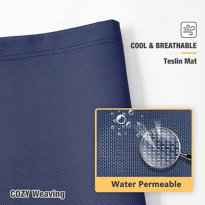 Veehoo Chew Proof Elevated Dog Bed, Cooling Raised Pet Cot, Silver Aluminum | Indestructible Dog Bed with Durable Textilene Mesh Fabric, No-Slip Feet for Indoor or Outdoor Use, 42", Large, Blue