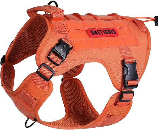 OneTigris FIRE Watcher 2.0 No-Pull Dog Harness with Handle - Adjustable Service Dog Vest for Large Medium Dogs (S, Orange)