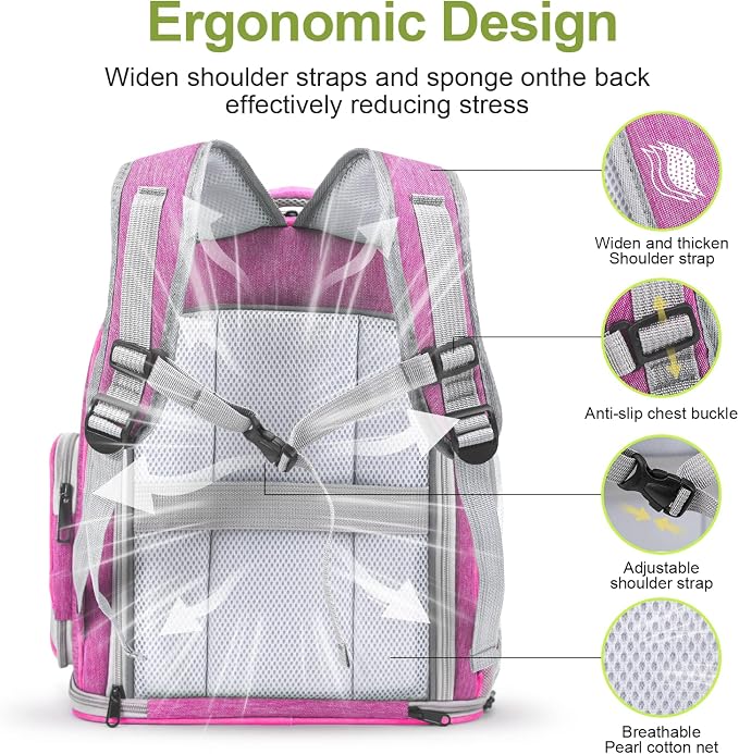 Cawypety Expandable Cat Backpack,Cat Bubble Backpack Carrier for Carrying Cats, Pets and Small Dogs,Airline-Approved,Designed for Travel, Hiking, Walking,Car （Pink