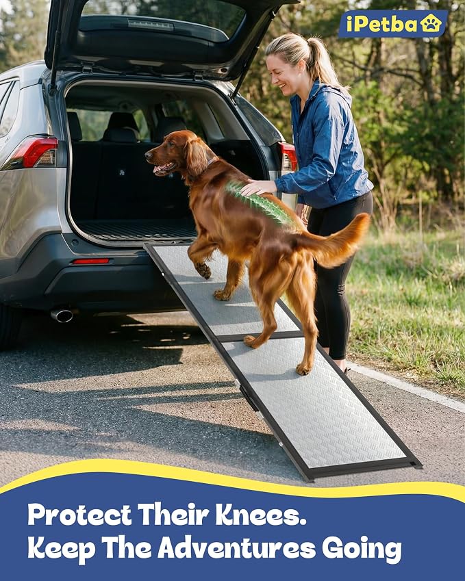 Large Dog Ramp for Car, SUV & Truck 64" – Joint & Spine Relief, Anti-Slip Surface, Heavy-Duty, Stable, Up to 100 lbs
