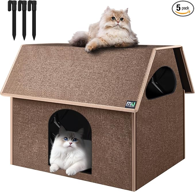 MIU Color Outdoor Cat House, Extra Large Weatherproof Cat Houses for Outdoor Cats, Insulated Feral Cat Shelter, Big Cat Bed, 20.5" x 17.5" x 16.6" | Insulated Feral Cat Shelter with Removable Soft Mat, Easy to Assemble,20.5"x17.5"x16.6"