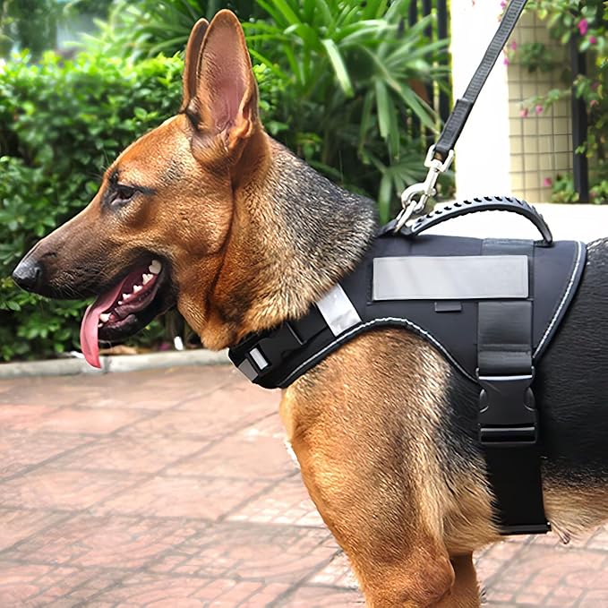 No Pull Service Dog Vest Harness (XXL) with Soft Handle and Reflective Stripe for Service Dogs Adjustable Padded Vest with Removable Reflective Patches for Medium and Large Dogs
