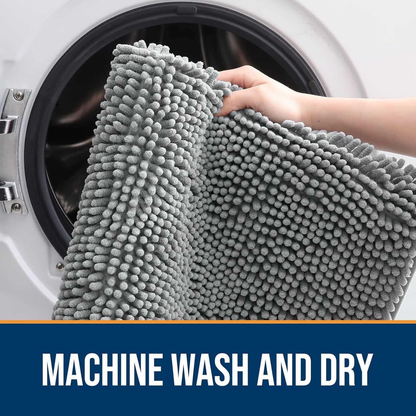 OLANLY Dog Door Mat for Muddy Paws 70x32, Absorbs Moisture and Dirt, Absorbent Non-Slip Washable Doormat, Quick Dry Chenille Mud Mat for Dogs, Entry Indoor Entryway Carpet for Inside Floor, Grey