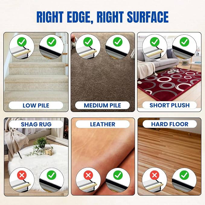 Carpet Rake for Pet Hair Removal & Fluffing Matted Carpet – 61" Adjustable Handle, Deep Clean Dog & Cat Hair Remover, Reusable Scraper for Rugs, Low Pile Carpet, Couch & Stairs