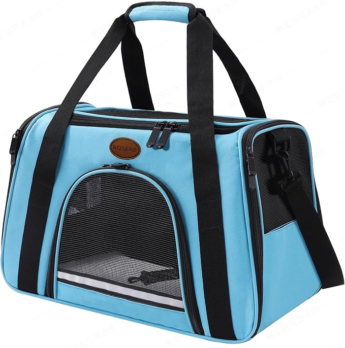 Cat Carrier Dog Carrier Pet Carriers for Medium Small Cats Dogs Puppies up to 15 Lbs,TSA Airline Approved Small Dog Cat Carriers Soft Sided,Collapsible Travel Puppy Carrier (Blue, Medium)