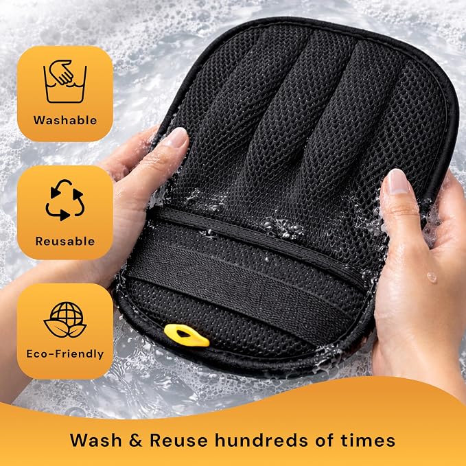 Pet Hair Removal Gloves for Cats & Dogs, Five-Finger Electrostatic Reusable Magic Brush for Effortless Pet Hair Remover Tool on Carpet, Clothing, Laundry, Couch, Car Seat