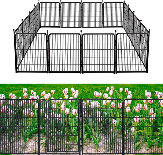 40in(H) Doorless Fence for Garden 14 Panels， 31.2 Ft(L) Barrier, Outdoor Garden Protection for Dogs Low Threshold,Indoor Fence Without Gate
