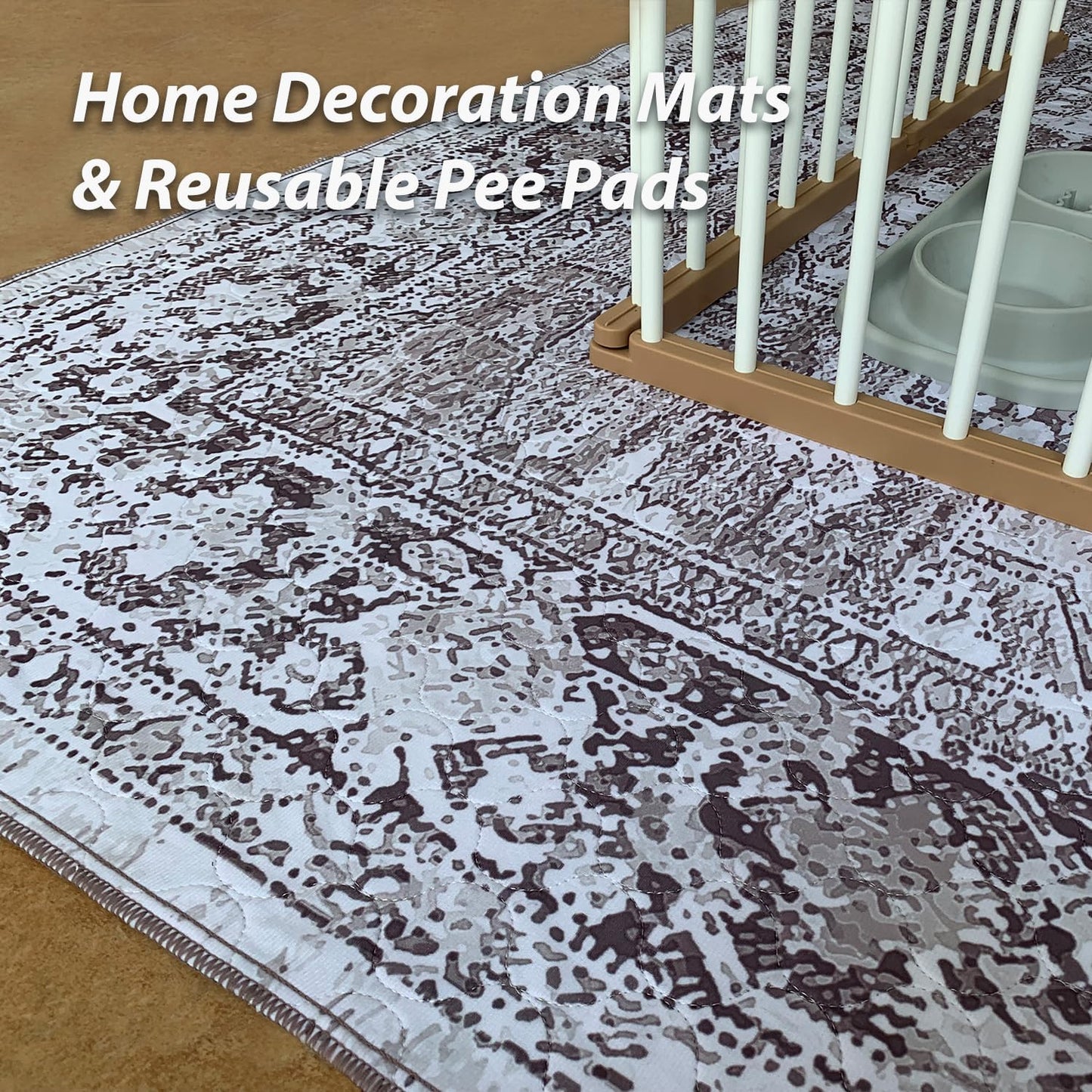 nunubaby 4PACK Washable Pee Pads for Dogs, Stylish, Non-Slip and Leak-Proof Pee Pads. Reusable Potty Pads for Dogs for Crates and Floors.(Brown/Geo, 18" x24")