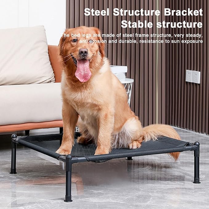 ANGGREK Elevated Dog Bed, Comfortable Metal Frame Multipurpose All Seasons Universal Strong Load Bearing Outdoor Elevated Dog Bed for Outdoor (31.5cm)