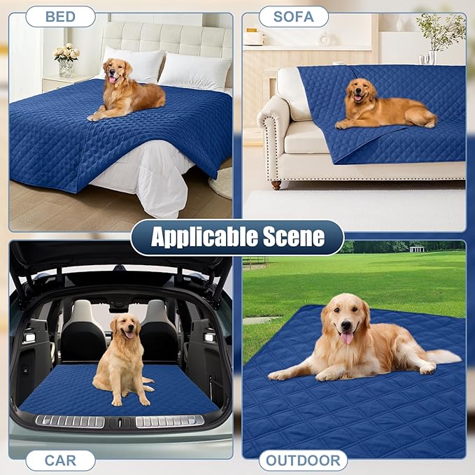 Smiry Waterproof Dog Bed Cover Pet Blanket, Soft Washable Dog Blanket for Furniture Bed Couch Sofa Reversible, Checkered (40"x50", Navy/Navy)
