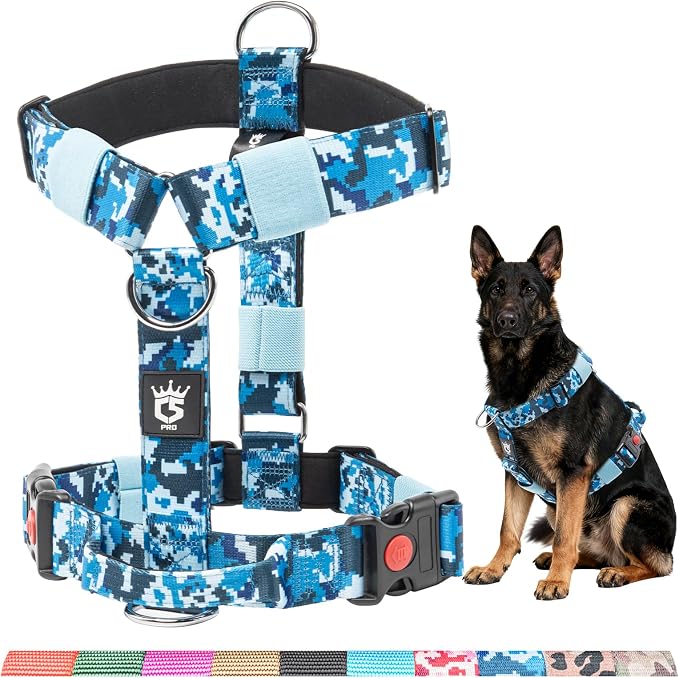 TSPRO Tactical Heavy Duty Dog Harness, Quick Release Buckle & Top Handle | Premium No Pull Dog Vest Harnesses, Adjustable, Soft Padded Lining, 1.5-Inch Wide for Medium & Large Dogs, Walking & Training