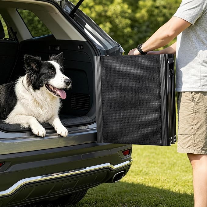 VEVOR Dog Ramp for Cars, 71" L x 17" W, Folding Pet Ramps for Medium & Large Dogs up to 250lbs, Pet Stair Ramp with Non-Slip Oxford Fabric Surface, Portable Outdoor Dog Car Ramps for SUV & Truck