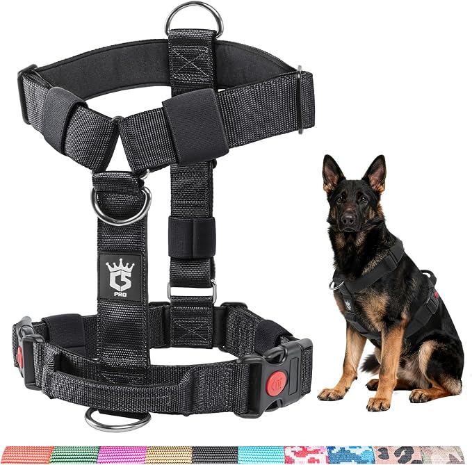 TSPRO Tactical Heavy Duty Dog Harness, Quick Release Buckle & Top Handle | Premium No Pull Dog Vest Harnesses, Adjustable, Soft Padded Lining, 1.5-Inch Wide for Medium & Large Dogs, Walking & Training