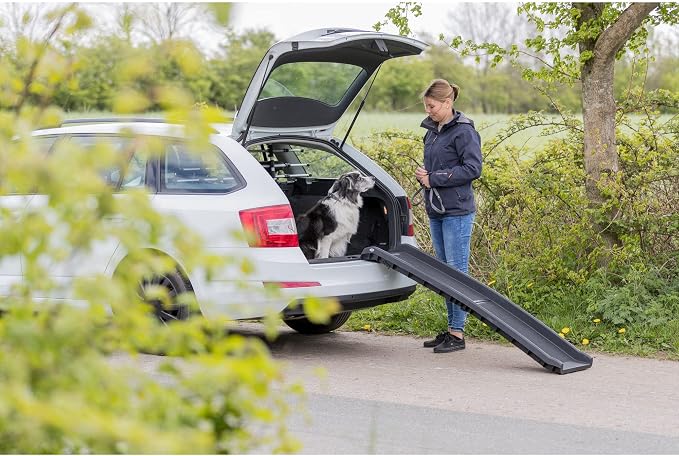 Trixie Folding Pet Ramp, Black | Folding Dog Ramp with High Traction Surface, Ideal for Cars and SUVs, Foldable, Easy to Store and Clean
