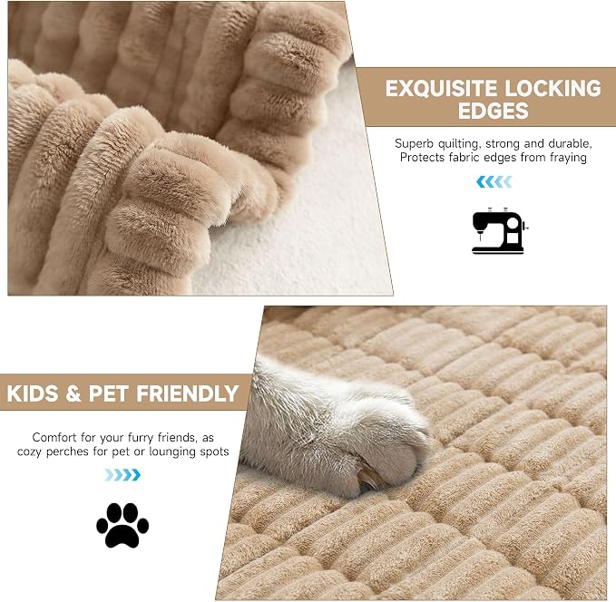 OTOB Couch Covers for Dogs Washable, Non Slip Plush Sofa Cover Kids Pet Friendly Furniture Protector, All Seasons Soft Cozy Fuzzy Sofa Slipcovers Dog Bed Mats (Coffee, 31.5" x 63.0'')