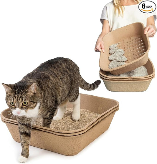 Kitty Sift (Set of 2 Litter Boxes & 1 Sifting Liner) Disposable Sifting Cat Litter Box Jumbo, 3 Count, Durable and Portable for Travel with Odor Control