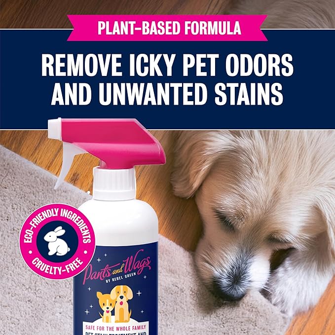 Rebel Green Pants and Wags Magical Pet Stain Treatment & Odor Destroyer - Orange Blossom & Chamomile - Hypoallergenic - No Dyes or Perfumes -16 oz - 2-Pack
