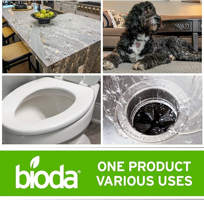 Bioda Probiotic Enzyme Cleaner & Deodorizer | Professional Strength | Enzyme Cleaner, Trash Can Deodorizer, Pet Stains, Odors, Drains, Floors, Bathrooms, Toilets | Made in USA | 1 Gallon | 4 Pack
