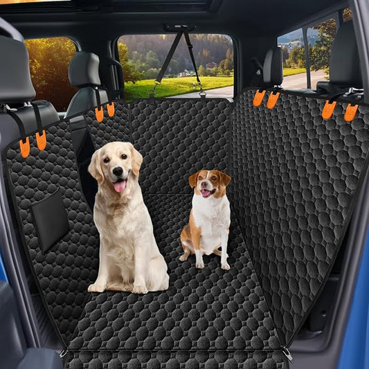 Mancro Waterproof Dog Hammock for Truck, Compatible with F150/RAM, Orange | Visible Mesh Window,Great Gift,Storage Pockets,Effortless Cleaning, designed for full-size trucks, water-resistant polyester
