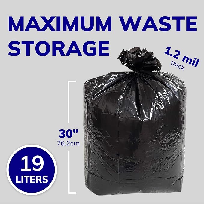 ActiveDogs Heavy Duty Dog Poop Bags, 5 Gallon Bucket Trash Bags, 12PK | Fits Dog Poop Trash Can, Dog Poop Bucket, And 5 Gallon Bucket Trash Bags For Everyday Pet Waste Disposal