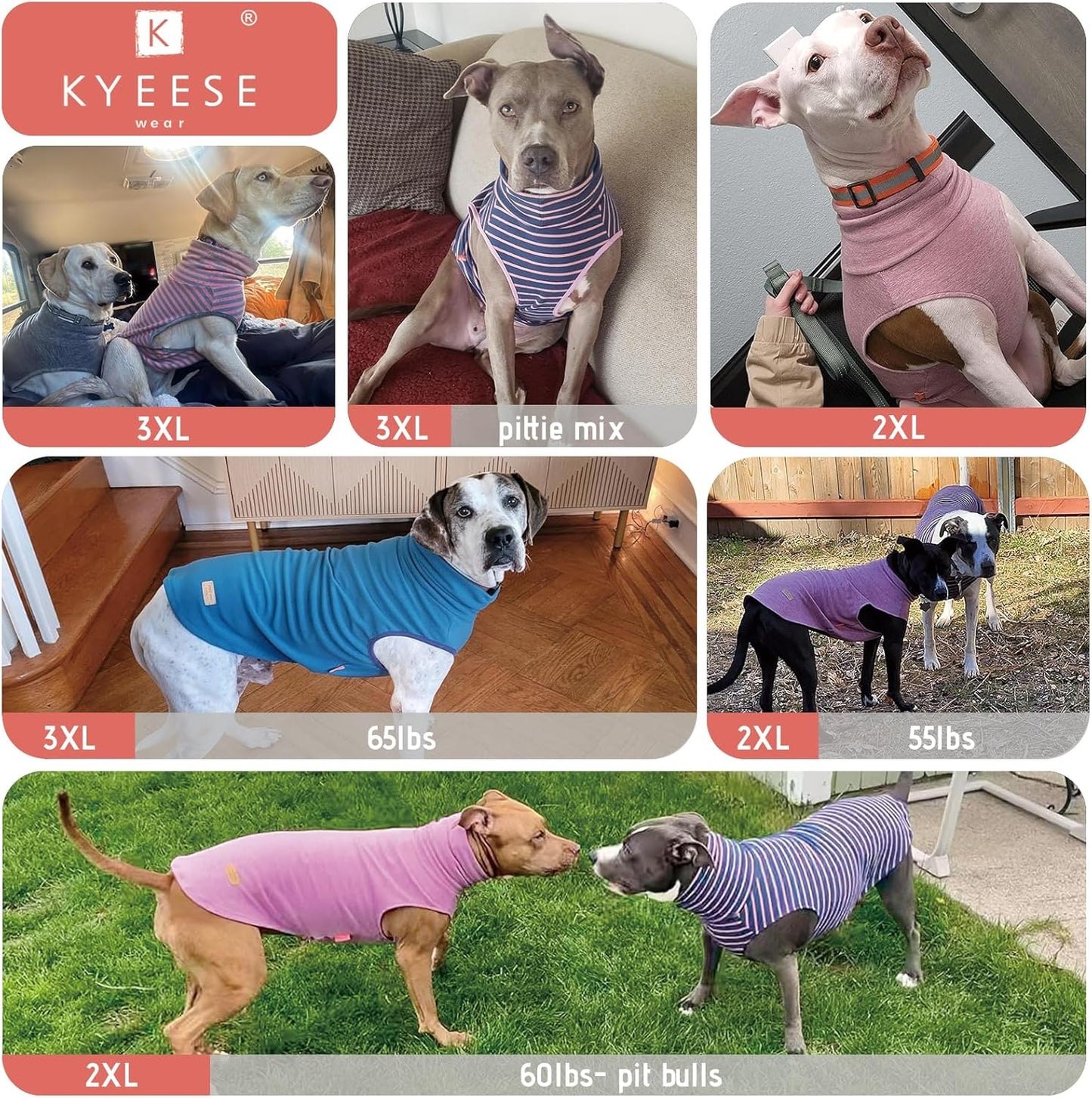 KYEESE 2Pack Dog Sweater Stretchy Large Pets Sweater Pullover Pet Sweatshirt Soft Dog Sweaters for Medium Dogs Boy Warm Pets Coats Turtleneck Dogs Clothes