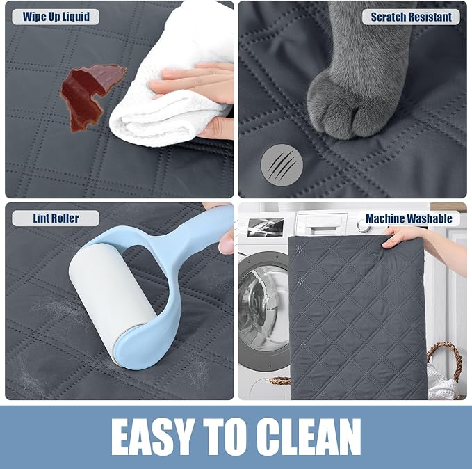 Smiry Waterproof Dog Bed Cover Pet Blanket, Soft Washable Dog Blanket for Furniture Bed Couch Sofa Reversible, Checkered (68"x82", Dark Grey/Dark Grey)